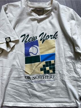 New York or Nowhere Graphic Tee - Cream with Blue & Green Accents